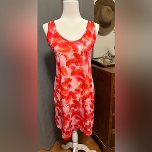 NWOT never worn Red & White floral knee length dress. Size L